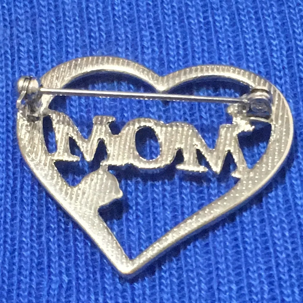 MOM” Silver-tone Brooch